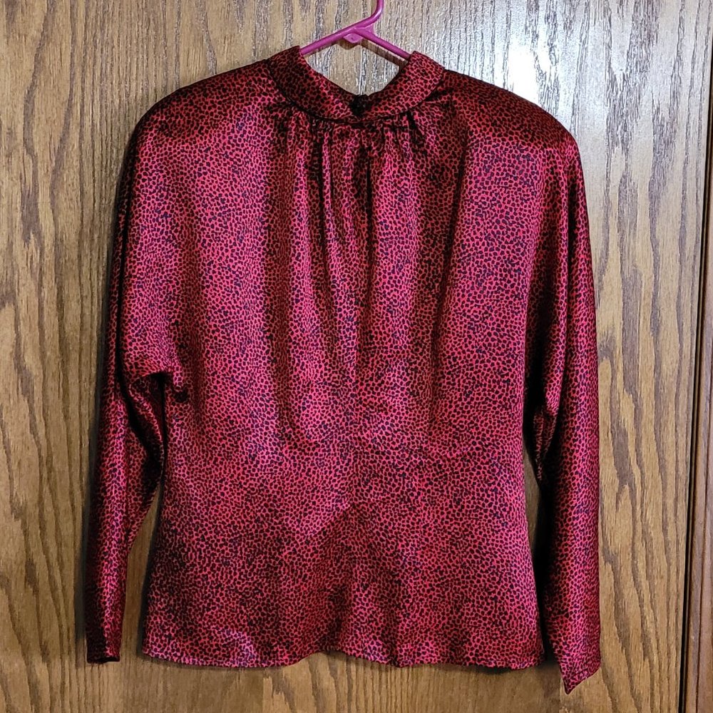 Levanté Red print silk top